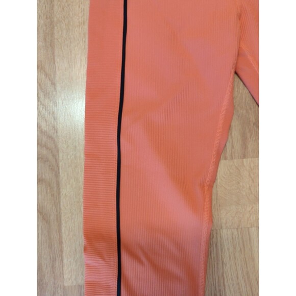 ZYIA Active Leggings Womens 12 Burnt Orange Premium 7/8 Ribbed Black Stripe - Picture 4 of 10
